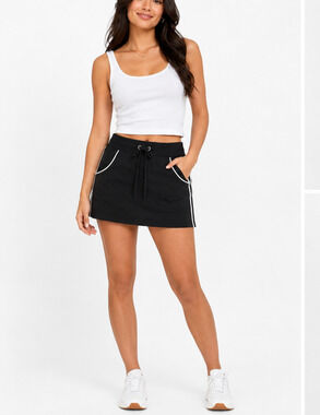 N.Y.L. New York Laundry Petite L Black Drawstring Skort Pockets Y2K Sporty